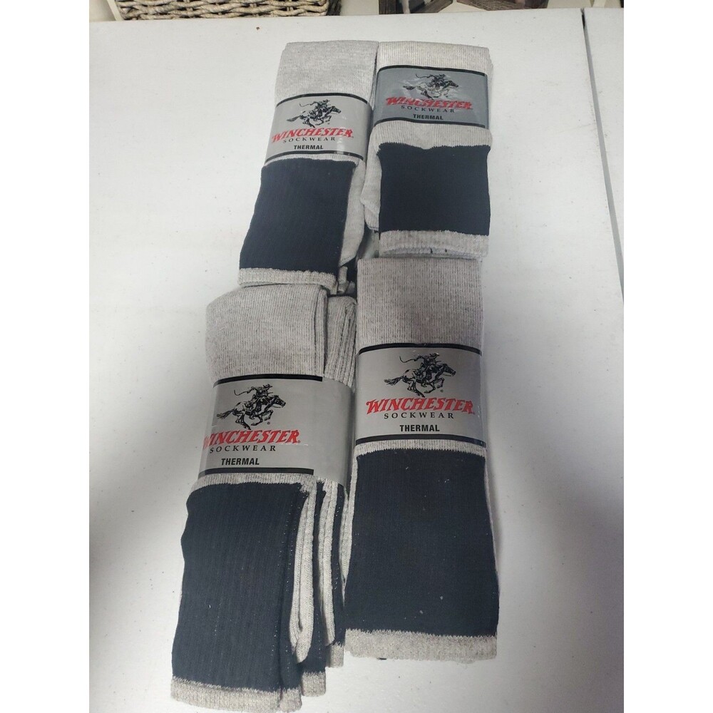 Winchester Thermal Socks 10-13 Hunting Cold Temperature Grey 12 Pair Made In USA